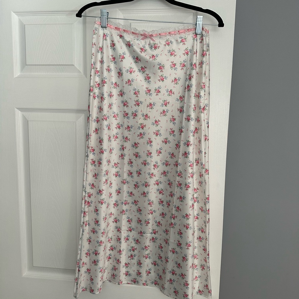 For Love And Lemons Pink Floral Maxi Skirt